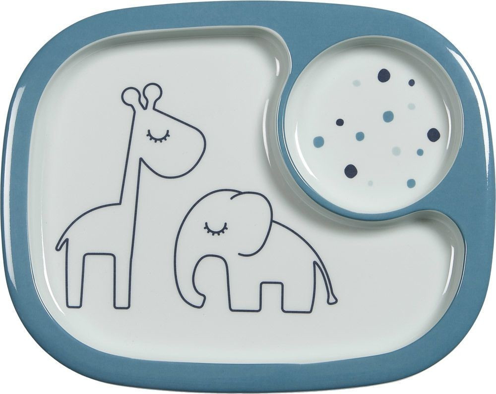 Done by Deer Yummy Mini Compartment Plate Dreamy Dots blue