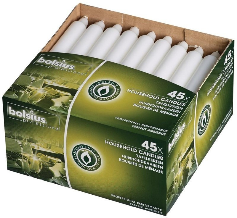 Bolsius Bougies 177 mm 45 pièces blanc