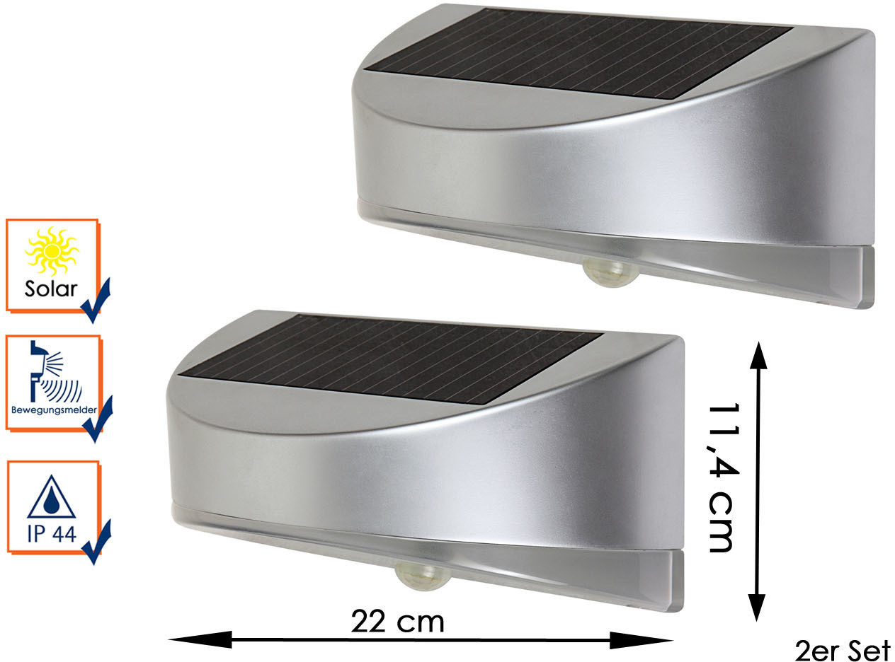 Lutec LED Solar-Wandleuchte mit Bewegungsmelder ab 2er-Set bei € 88,49 | Preisvergleich (PS-9015-SI)