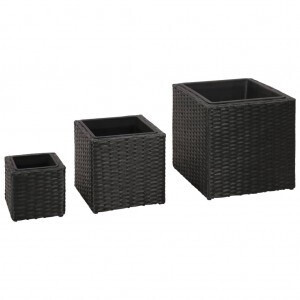 VidaXL Outdoor planters 3 pcs. Braided Resin Black