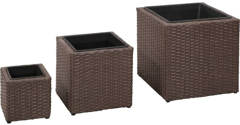 VidaXL Outdoor planters 3 pcs. Braided Resin Brown