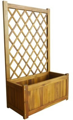 VidaXL Planter with Trellis Solid Acacia Wood 100 x 28 x 60 cm