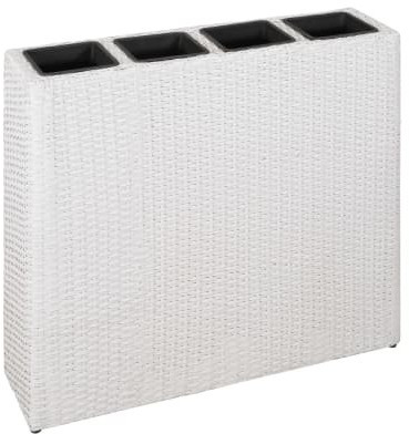 VidaXL Outdoor Planter with 4 pots Braided Resin White