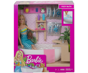 Barbie GJN32 Wellnesstag Puppe Spielset mit Badewanne Zubehörteile ab 3 Jahren