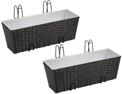 VidaXL Set of Balcony Planters Trapeze Rattan 50cm 2 pcs