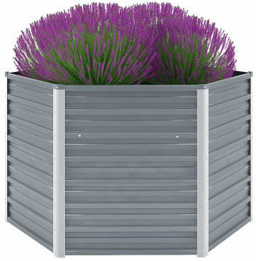 vidaXL Raised Garden Bed Galvanized Steel 129 x 129 x 77 cm Grey