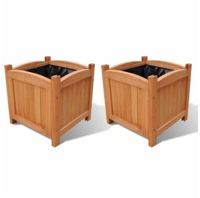 VidaXL Set 2 Wood Planters 30 x 30 x 30 cm