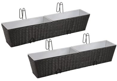 VidaXL Set of Balcony Planters Trapeze Rattan 2 pcs 80 cm