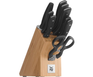 Wetzstahl Vielzweckschere Messerblock mit Messerset 8-teilig Bestückt 5 Messer Schwarz Holzblock