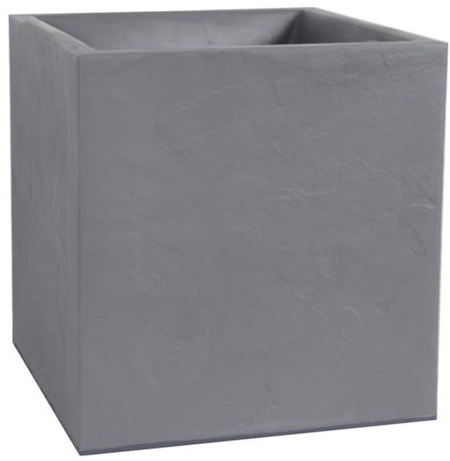 EDA Jardinière carrée Volcania effet pierre 40 cm / 31 L gris galet