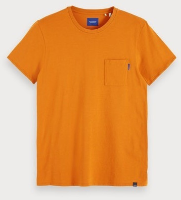 Scotch & Soda Basic T-Shirt with Breast Pocket down town brown