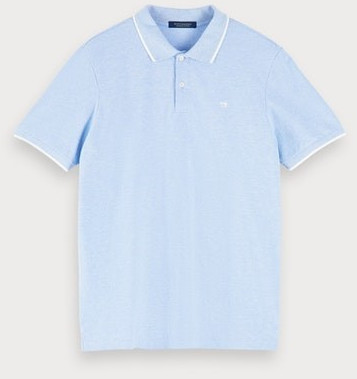 Scotch & Soda Meliertes Poloshirt Cotton Piqué blue melange