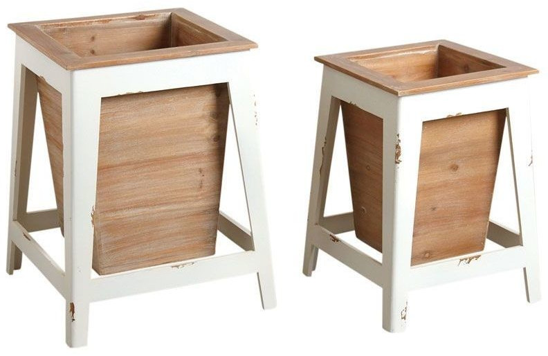 Aubry Gaspard Lot de 2 cache-pots en bois blanc Baki