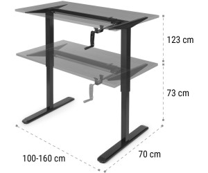 Tischgestell Schreibtisch Multidesk Faltkurbel höhenverstellbar 73-123cm schwarz 