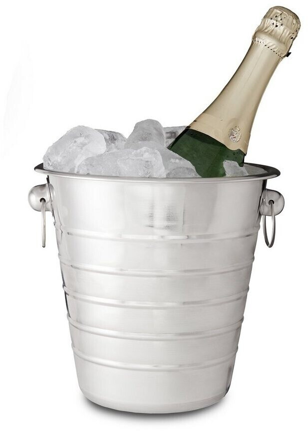 Relaxdays Champagne cooler stainless steel with handles, ice bucket for wine & champagne bottles, party, wedding, Ø 21.5 cm, silver