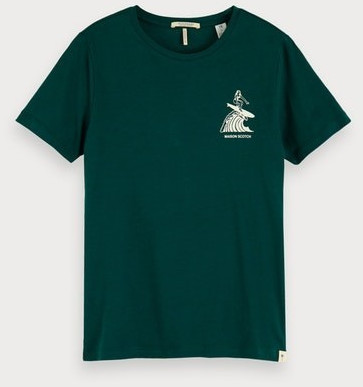 Scotch & Soda Cotton-T-Shirt with Artwork bottle green (156185)