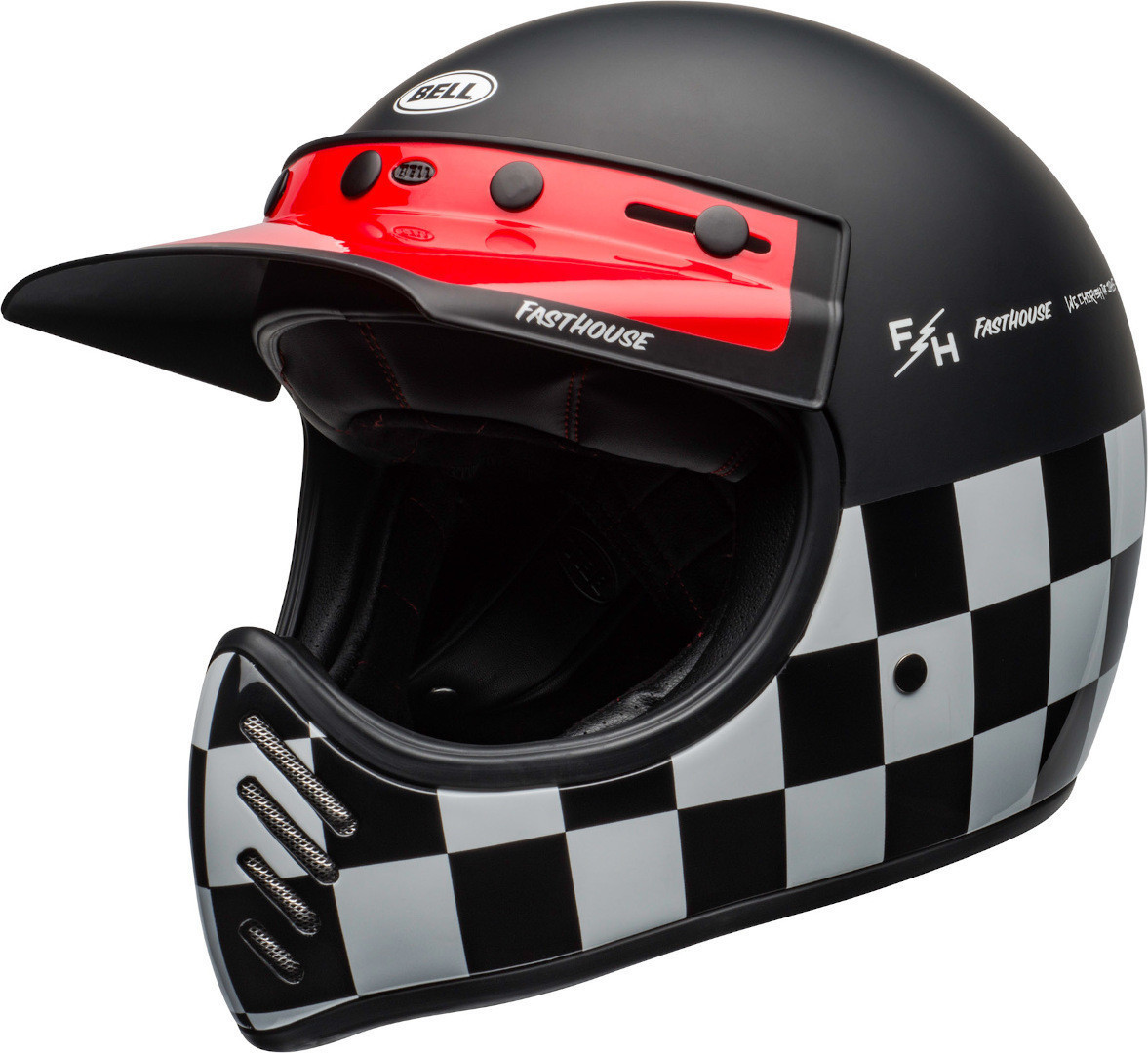 Bell Moto-3 Fasthouse Checkers Matt Black/White/Red