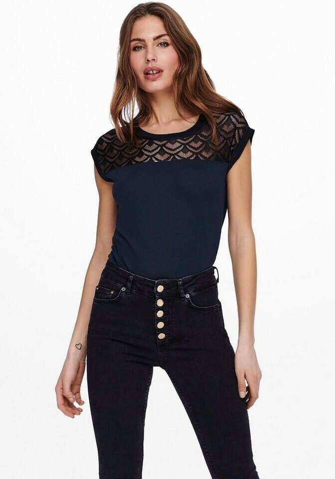 Only Lace Short Sleeved Top (15151008) blue/night sky