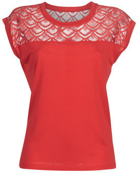 Only Lace Short Sleeved Top (15151008) high risk red