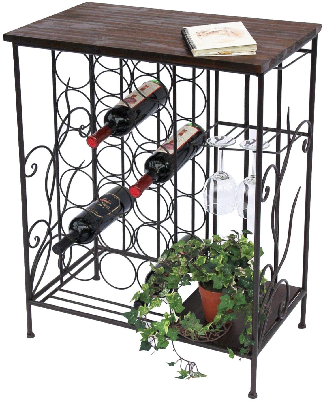 DanDiBo Wine rack HX12977 bottle stand 83 cm metal and wood bottle holder shelf bar 4260407930362