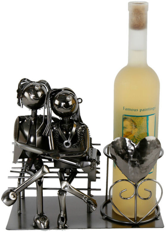 Spetebo Bottle holder pair of lovers made of metal