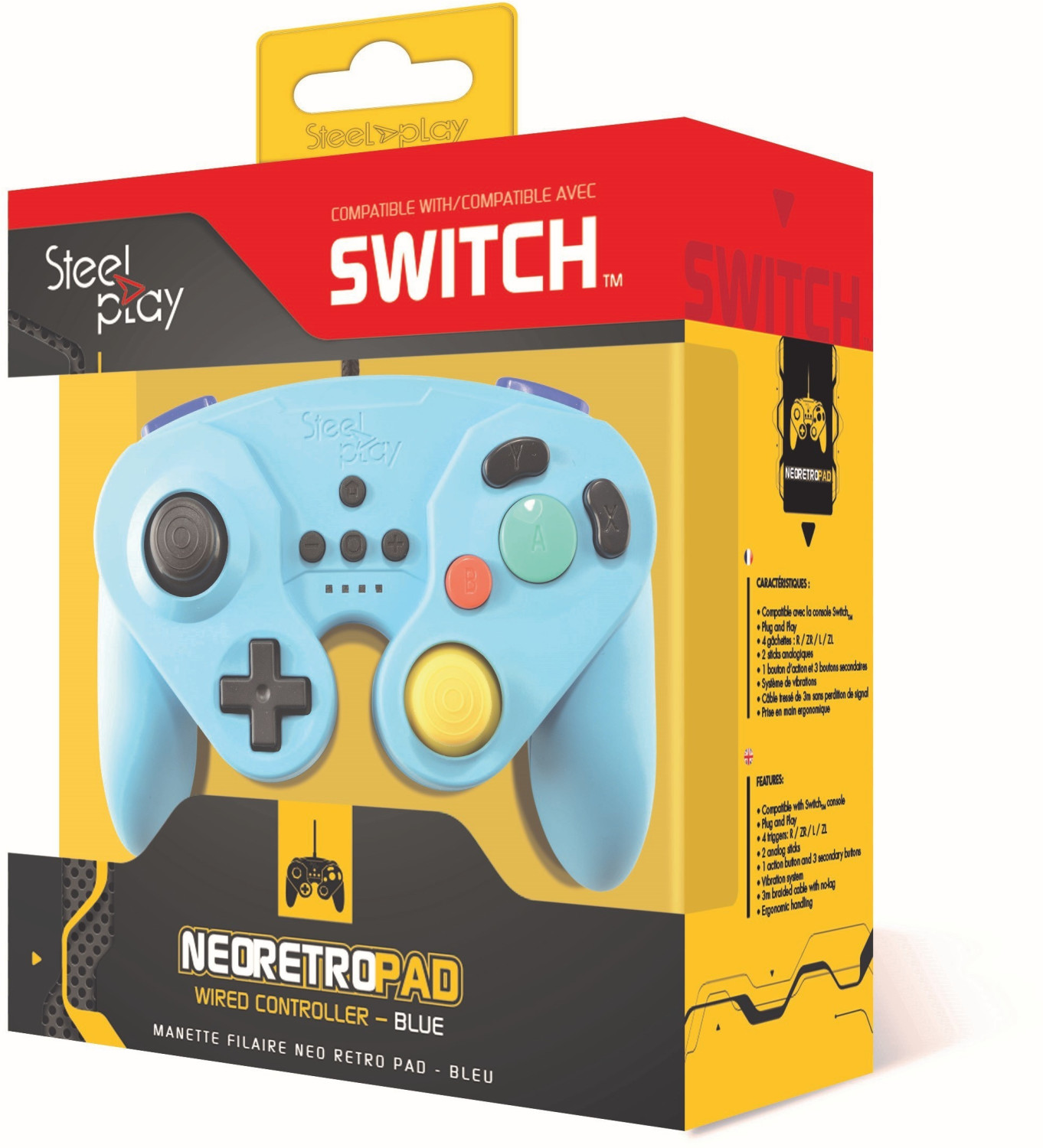 Steelplay Manette Neo Retro Pad filaire Switch bleue