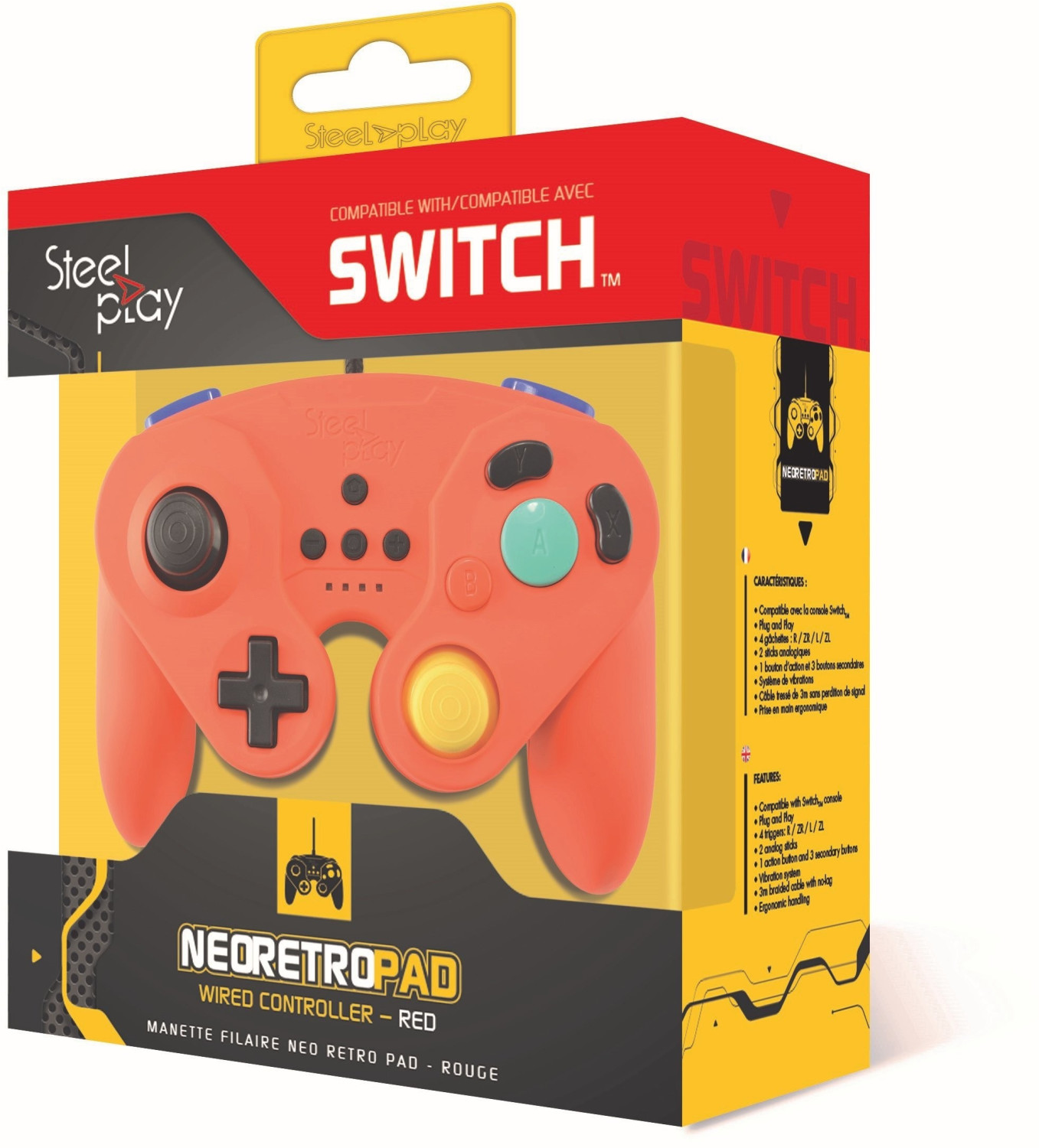 Steelplay Manette Neo Retro Pad filaire Switch rouge