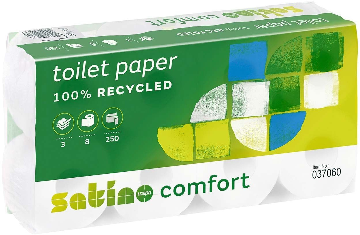 Satino Comfort Recycling Toilet Paper 3-ply white (8 rolls)