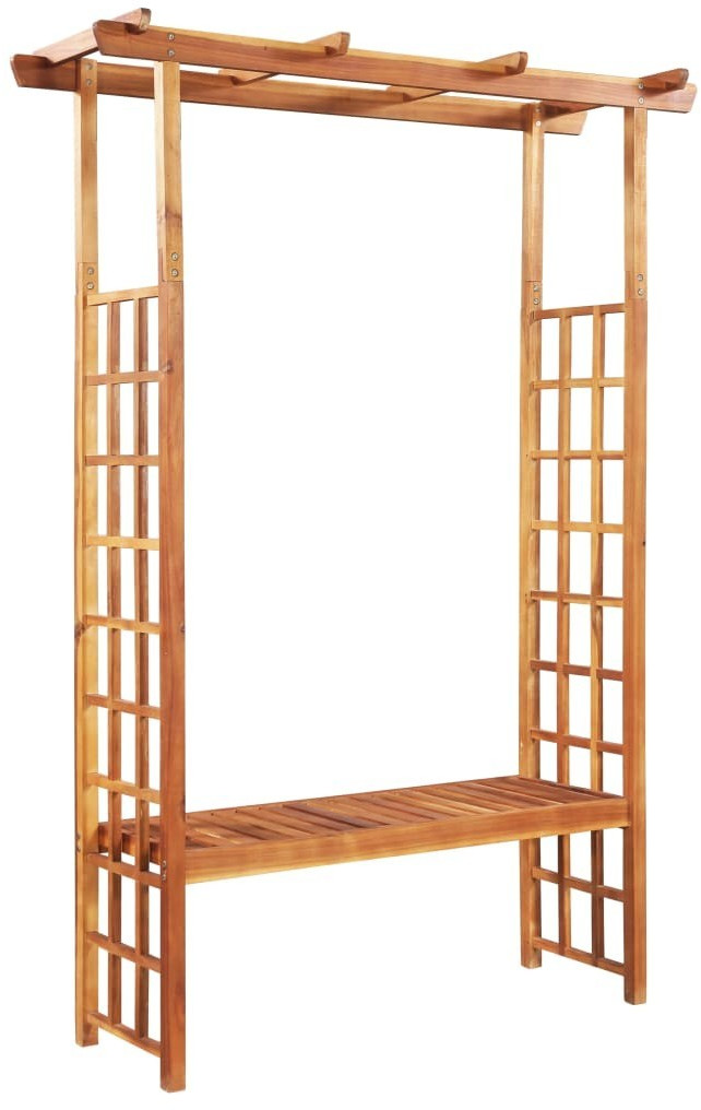 VidaXL Solid Acacia Wood Garden Pergola with Bench