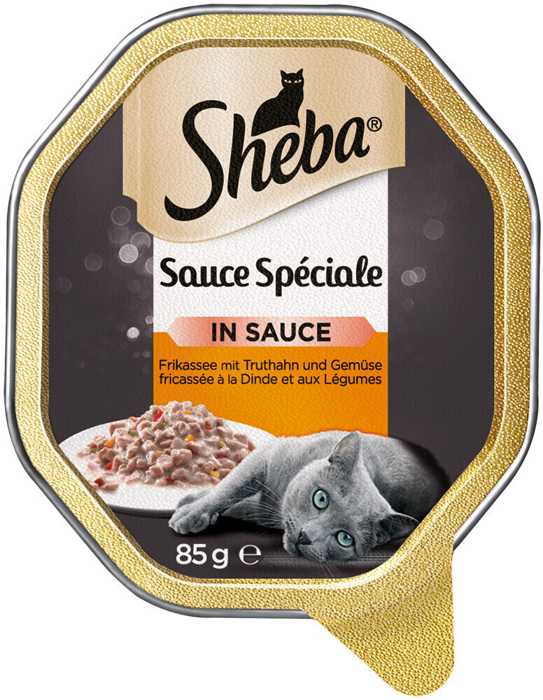 Sheba Sauce Spéciale Fricassee with turkey and vegetables bowl 85g