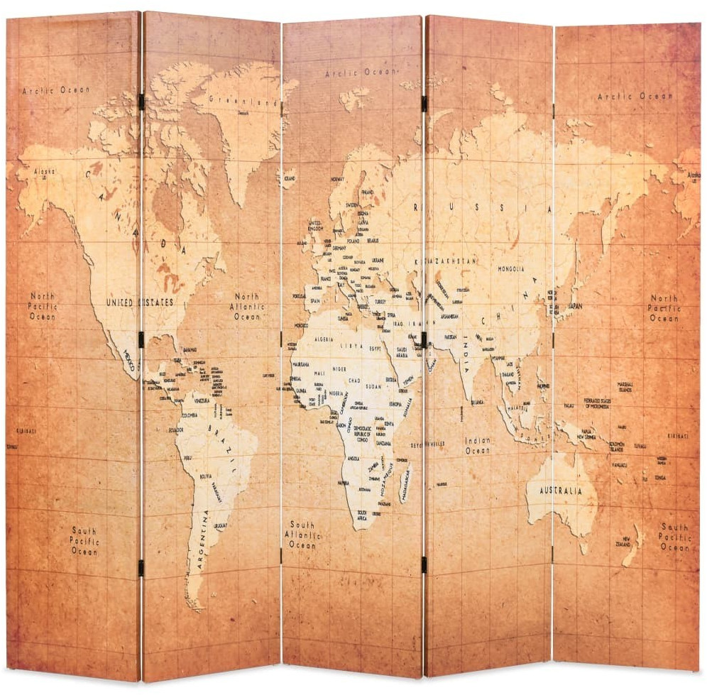 VidaXL Cloison de séparation pliable Carte du monde 200 x 170 cm