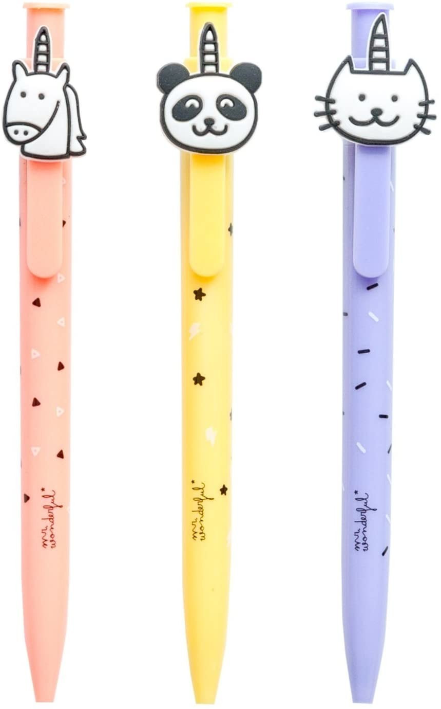 Mr. Wonderful Set of 3 pens with fun shapes