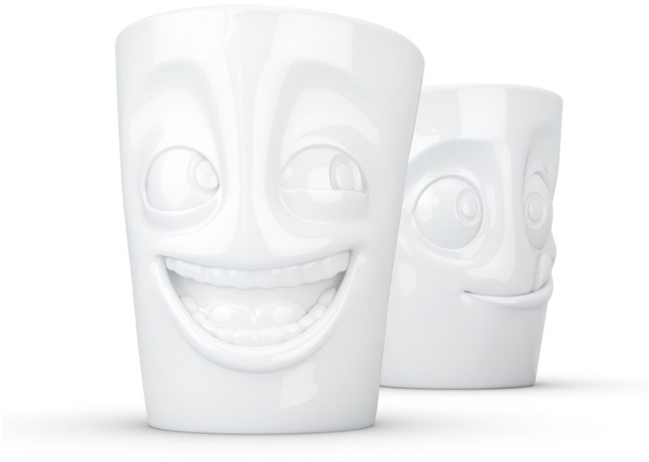 FIFTYEIGHT 3D Cup Mug Set Funny & Tasty without Handle white