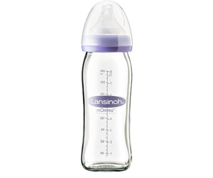 240ML Lansinoh Glas Weithalsflasche mit NaturalWave Sauger Fütterungsflasche 