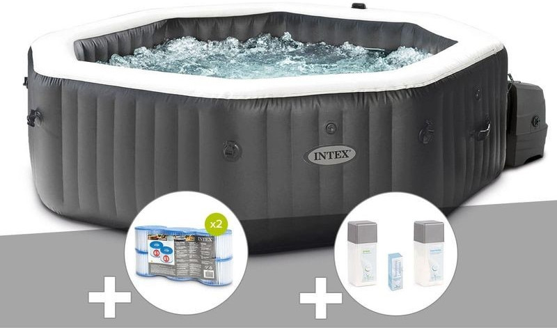 Intex PureSpa Carbone 4 places + 12 filtres + kit traitement brome