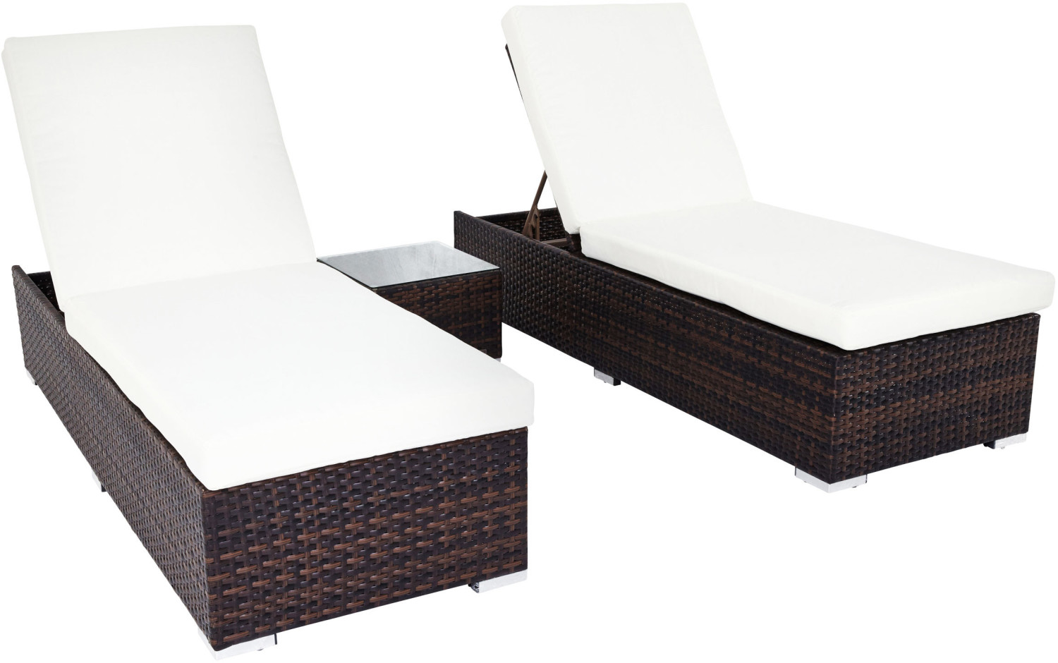 Outflexx Sonnenliegen 2er 200x70x35cm mit Beistelltisch braun