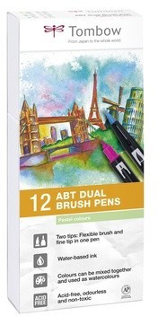Tombow ABT Dual Brush Pens 12pc Pastel Colours