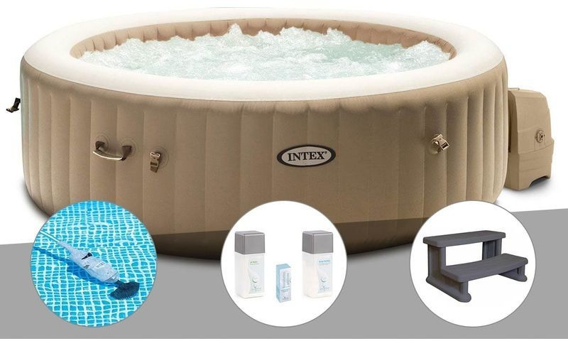 Intex PureSpa Sahara 6 places + aspirateur + kit traitement brome + escalier