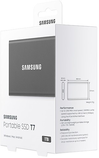 Samsung grau 1TB | (Februar ab 89,90 Portable Preise) T7 2024 SSD bei Preisvergleich €