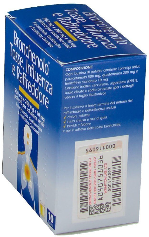 Bronchenolo Tosse Influenza Raffreddore 500 Mg + 200 Mg (10 bust) a € 4