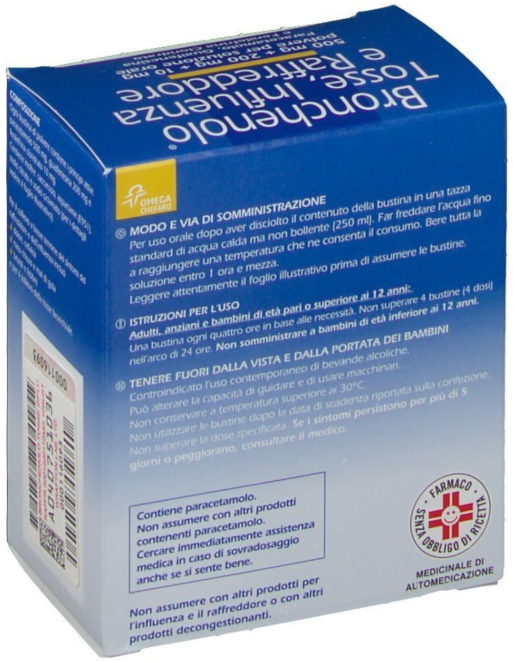 Bronchenolo Tosse Influenza Raffreddore 500 Mg + 200 Mg (10 bust) a € 3