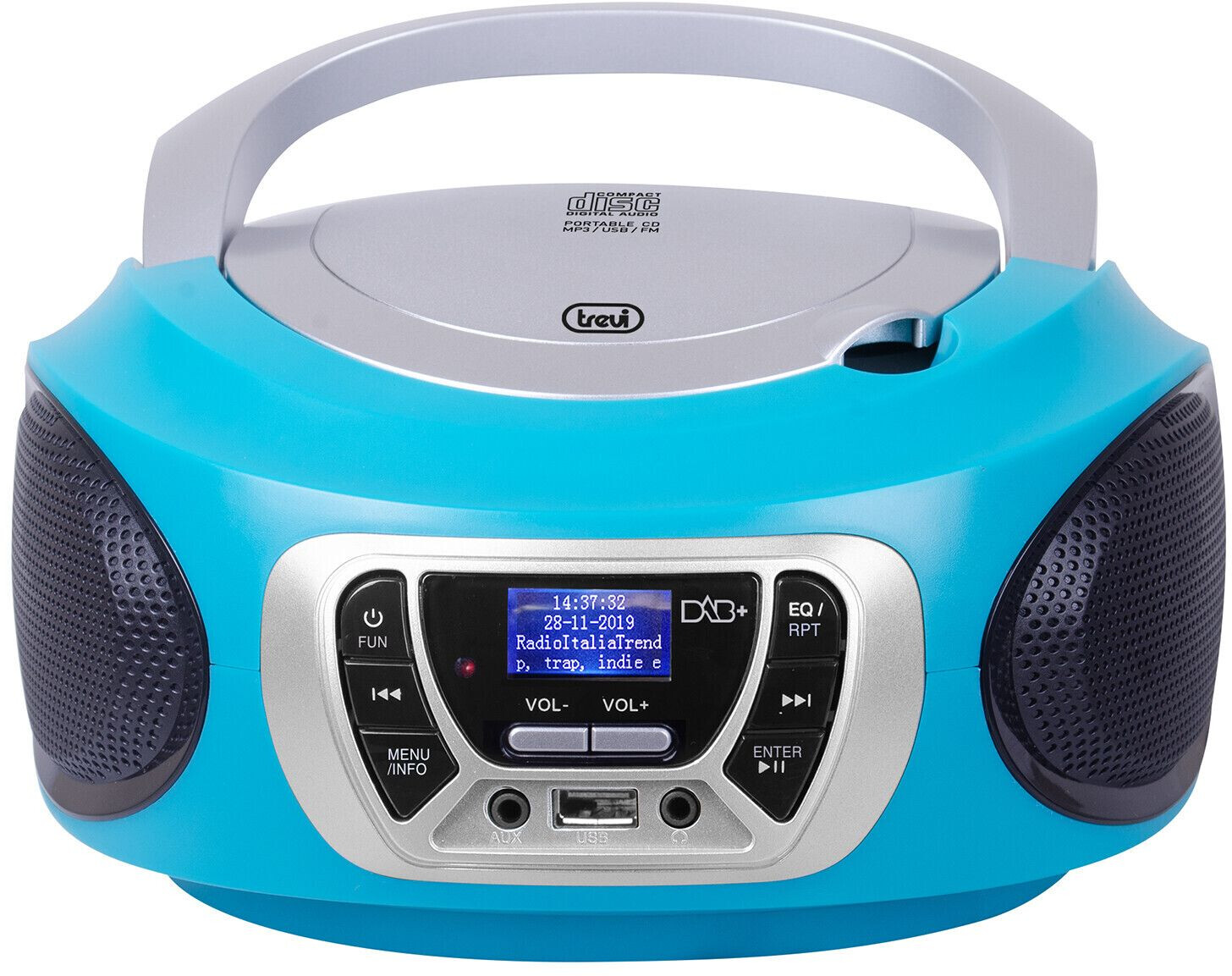 Trevi - Stereo Portatile CD Boombox Radio DAB/DAB + con RDS e ingresso USB  con riproduzione diretta di file MP3 : : Elettronica