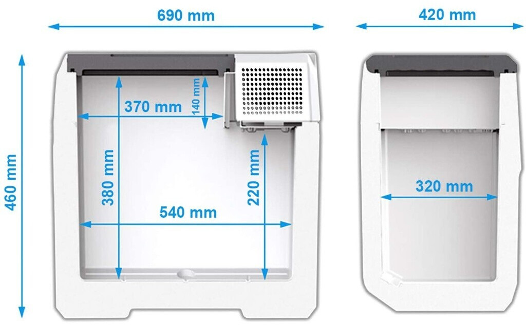 Mobicool MCF60, elektrische Kompressor-Kühlbox, 58 l, 12/24/230 V,  Mini-Kühlschrank für Auto, Lkw, Boot, Reisemobil und Steckdose, Blau/Weiß :  : Auto & Motorrad