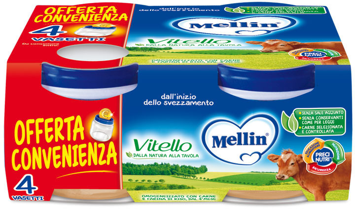 Mellin Omogeneizzati di Carne Vitello (4 x 80g) a € 3,10 (oggi