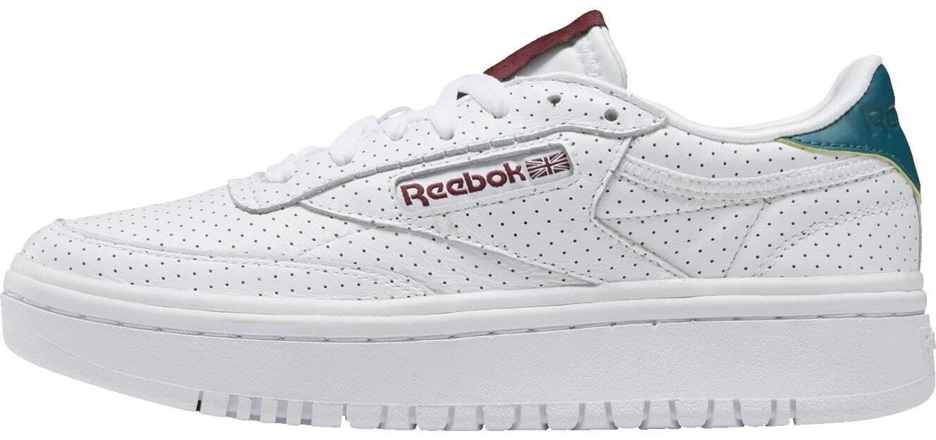 reebok club c double trainers in white and green
