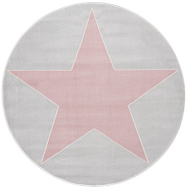 Livone Happy Rugs Shootingstar rund (ø 133 cm) Silvergrey/Rose