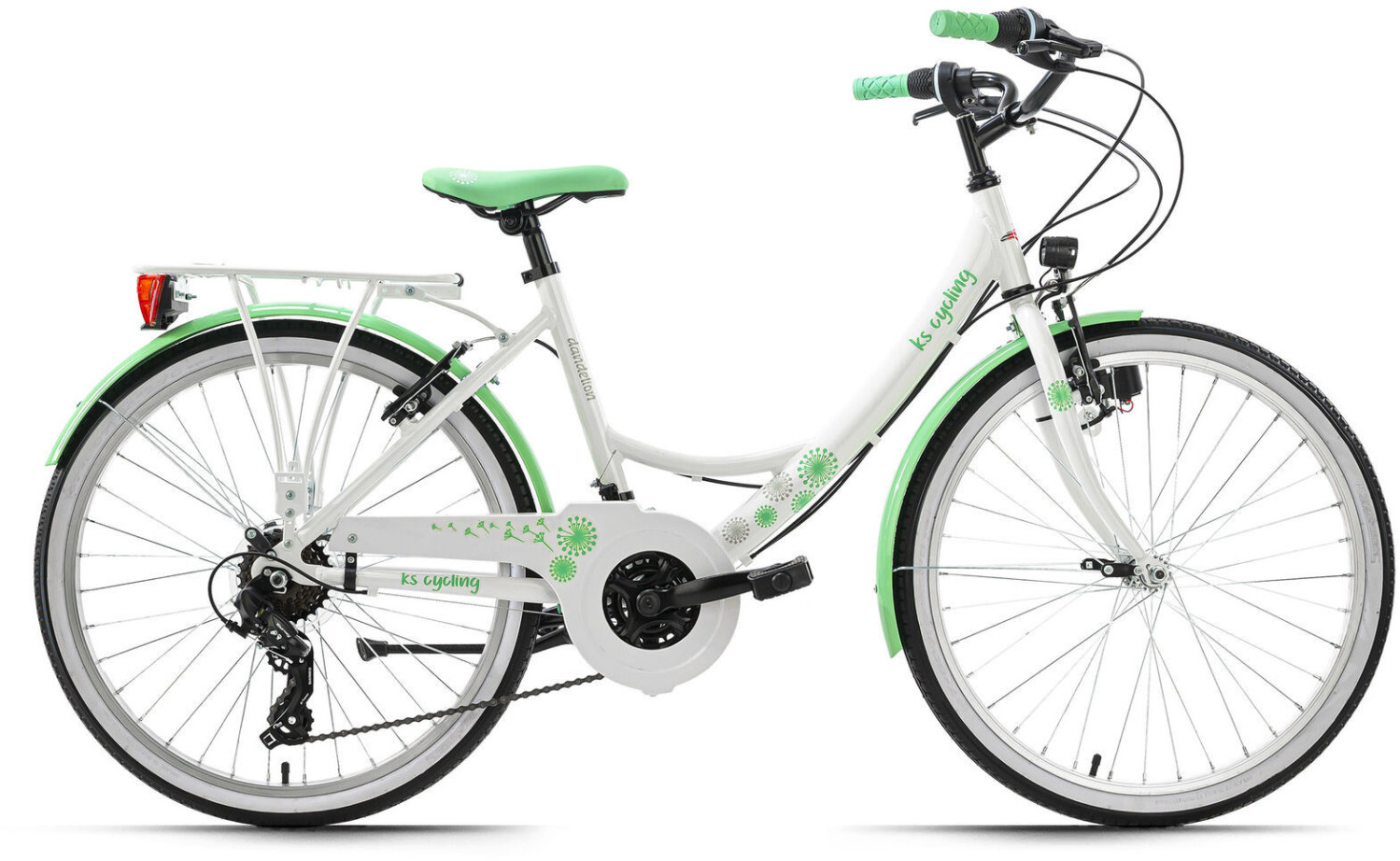 KS Cycling Dandelion 24 pouces 7 vitesses blanc/vert