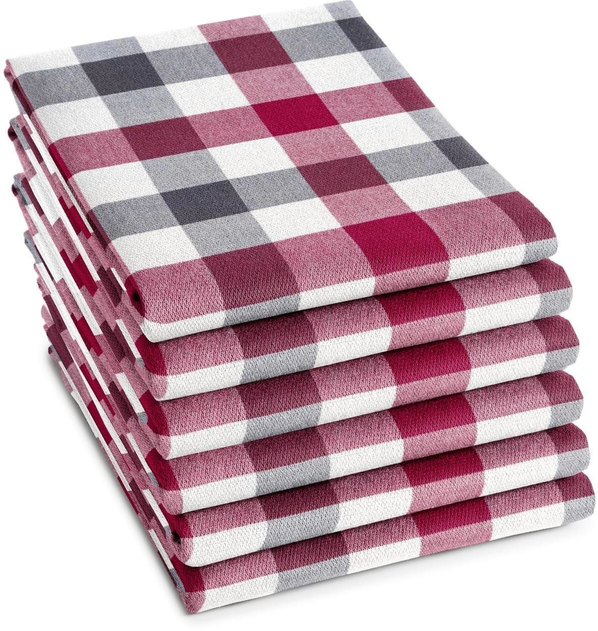 Damai Tea towel Carré (set of 6 pieces) dark gray-red-white