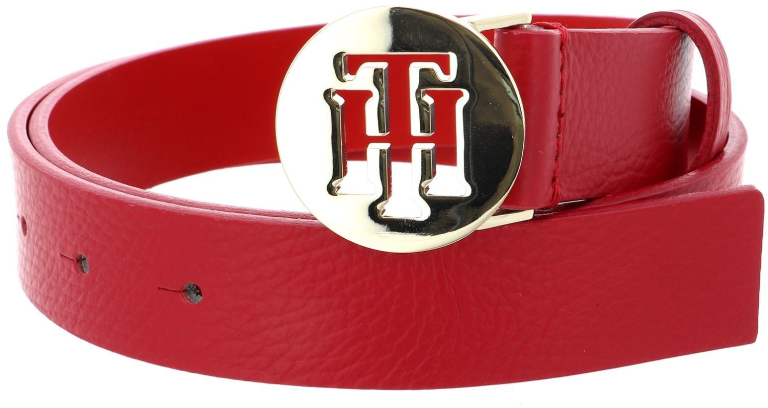 Tommy Hilfiger Damen Gürtel TH Round Buckle Belt Leder 100cm Schwarz AW0AW05366