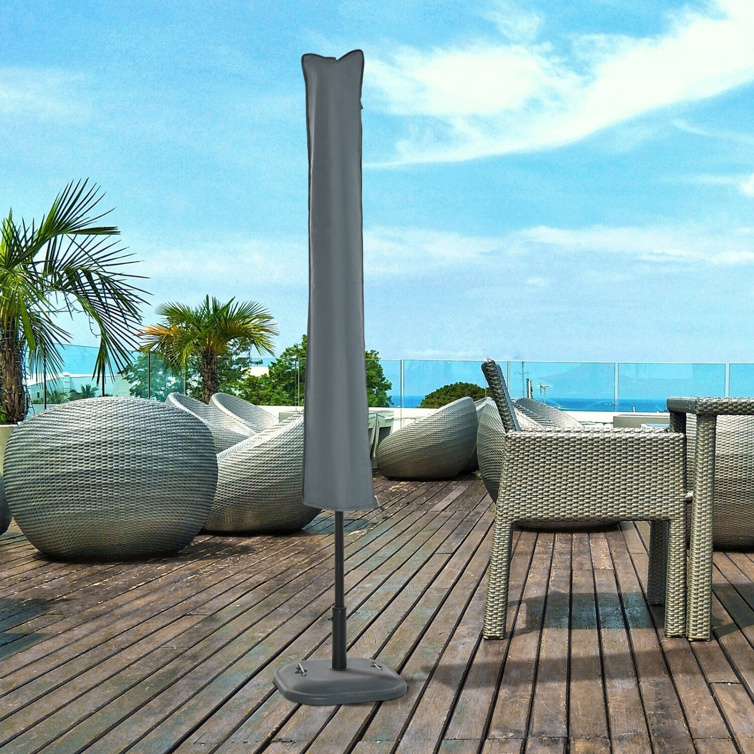 Outsunny Housse de protection imperméable pour parasol droit
